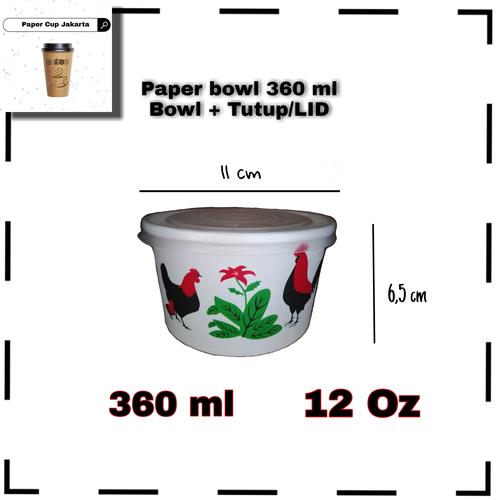 Jual Paper Bowl Ayam Jago + Tutup/LID 12 Oz 360 ml Jakarta Selatan