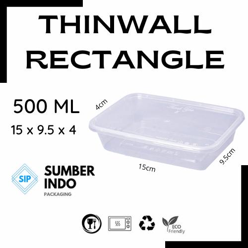 Jual THINWALL RECTANGLE KOTAK MAKAN PLASTIK NASI KUE 500ML - Kota ...