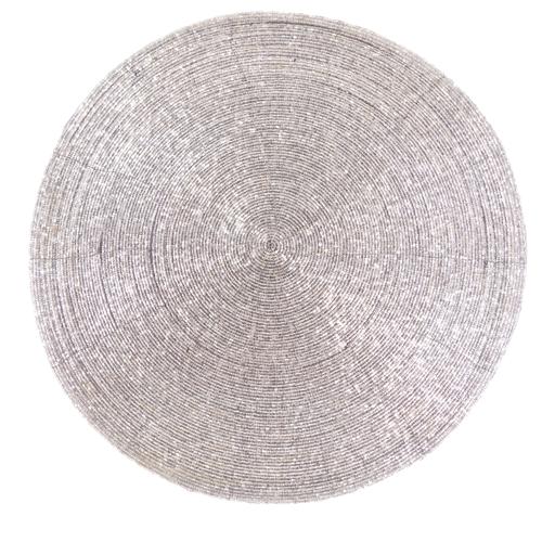 Jual Round Beaded Placemat Silver / Tatakan Piring / Alas Piring