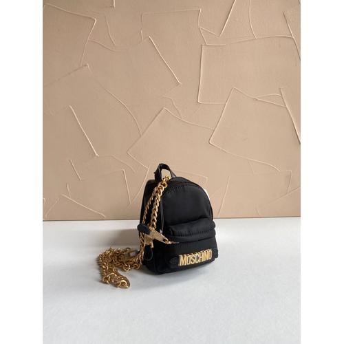Jual Tas Moschino Mini Logo backpack nylon in black GHW asli
