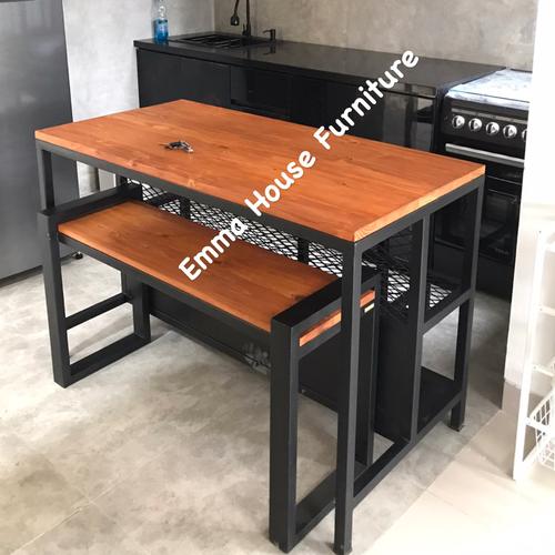 Jual Meja Dapur Industrial Custom Meja Makan Custom - Meja + 2 kursi