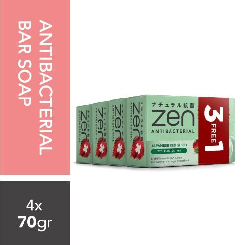 Jual 4 pcs Zen Antibacterial Sabun Batang Shiso & Tea Tree 70g Kota