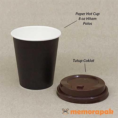 Jual Paper Cup 8 oz - Hot Cup Hitam Polos / Gelas Kertas 270 ml + Tutup ...