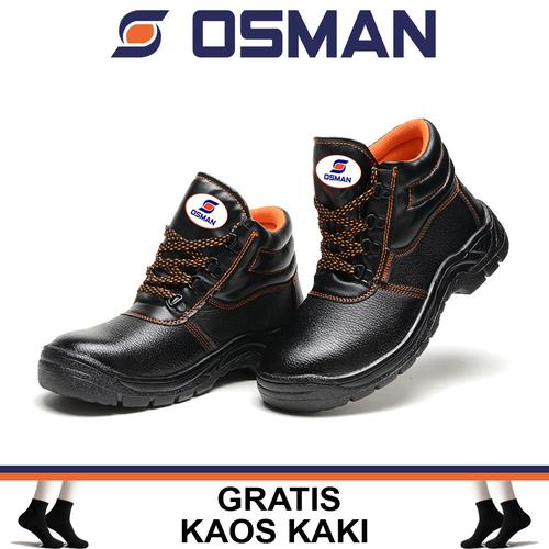 Jual OSMAN Sepatu Safety Shoes Mid Cut Black Sepatu Kerja Ujung Besi
