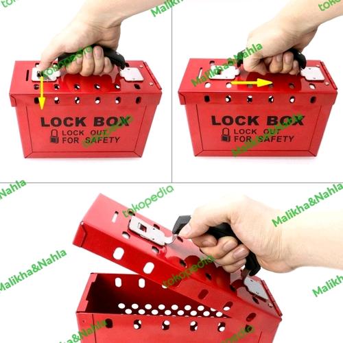 Jual Portable Lockout Tagout Box, Group Safety Lock Box with 12 Slots ...