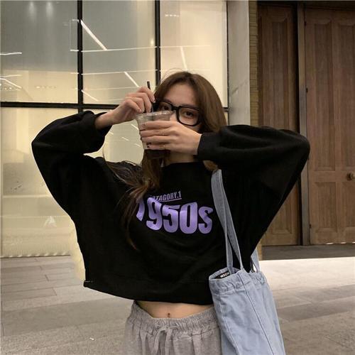 Promo 1950s Sweater Crop Oversize Wanita Terbaru Kekinian Oblong Croope -  Hitam, L - Kab. Bandung - F2_Sweater | Tokopedia