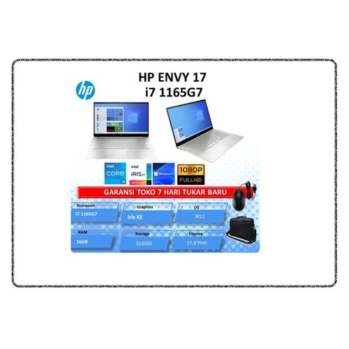 Jual HP ENVY 17 i7 1165G7 17.3 FHD IPS RAM 32GB 1TB SSD WIN 11 SSD