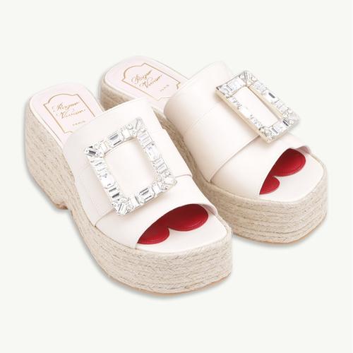 white platform slippers