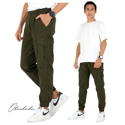 Gambar Okechuku DAVE Celana Cargo Panjang Cargo Pants Cargo Jogger Cargo Pria - Hijau, M fit to L dari Okechuku Tokopedia