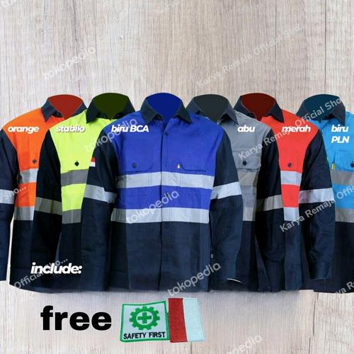Jual COD Wearpack Safety Seragam Kerja Baju kombi Lengan Panjang - Biru ...