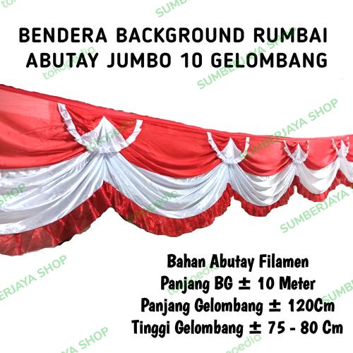 Jual Bendera Background Rumbai Jumbo 10 Gelombang Panjang ± 10 Meter ...