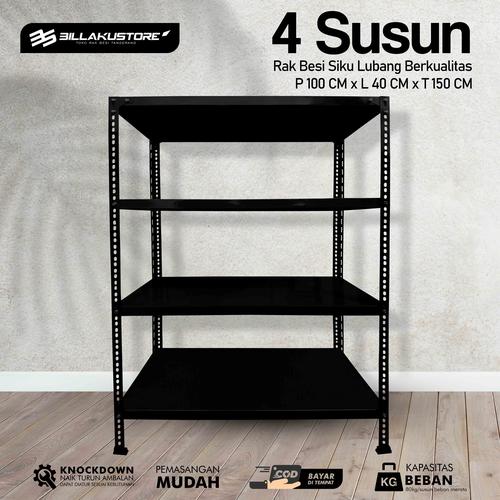 Jual Rak besi siku lubang 4 Susun ukuran 100x40x200 / Rak Besi ...