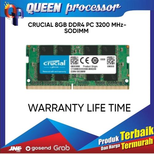 Jual RAM CRUCIAL DDR4 8GB PC 3200Mhz SODIMM WARRANTY LIFE TIME