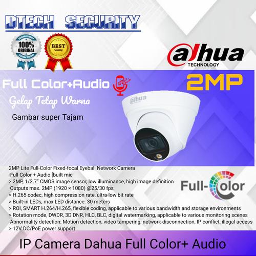 Jual CCTV Dahua Full Color + Audio / IP Camera Cctv Dahua 2MP Gelap Warna Kota Bandung