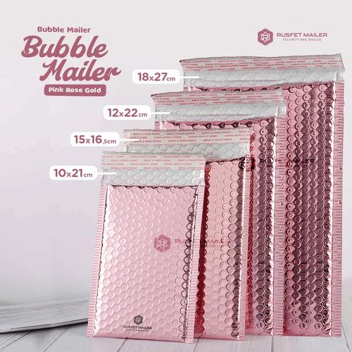 Promo Amplop Bubble Mailer RUSFET PINK ROSE GOLD HOLOGRAM Hologram, 10x21 Kota Surabaya
