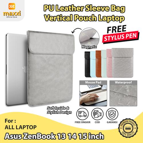 Jual Asus ZenBook 13 14 15 inch Leather Sleeve Laptop Pouch Case Cover