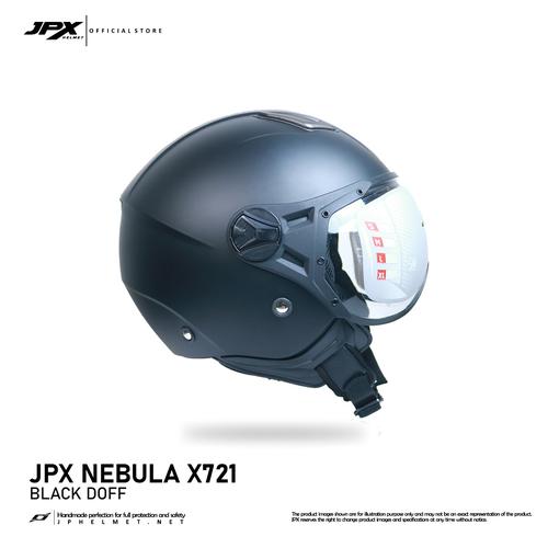 Promo Helm JPX Half Face Nebula X721 SolidBlackDoff, L Kab