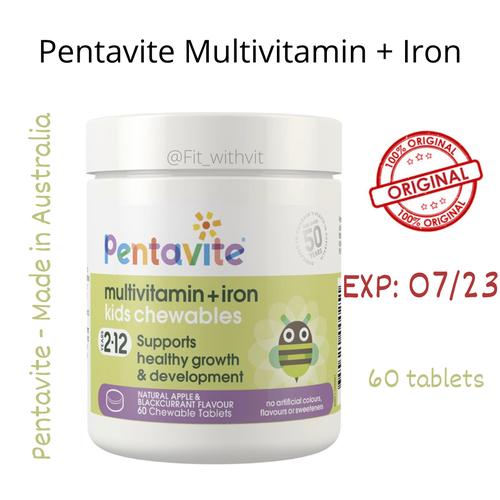 Jual READY STOCK!!! Pentavite Multivitamin + Iron Kids 60 Chewable