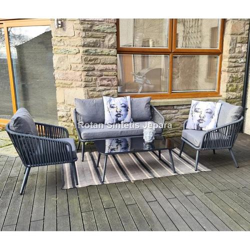 Jual Kursi Teras Besi Anyaman Rope Kualitas Tinggi Warna Grey - Kab ...