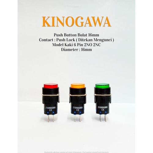 Jual Push Button Bulat 16mm 6 Kaki Push lock KINOGAWA - Tombol ON-OFF ...