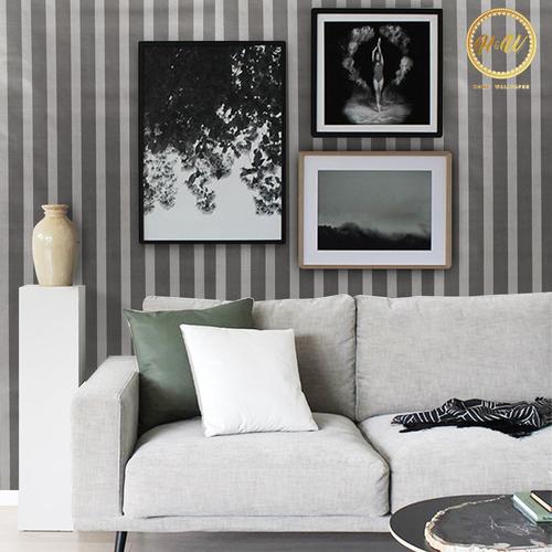 Jual Wallpaper Sticker Dinding Garis Salur Abu Tua - Wallpaper Kamar