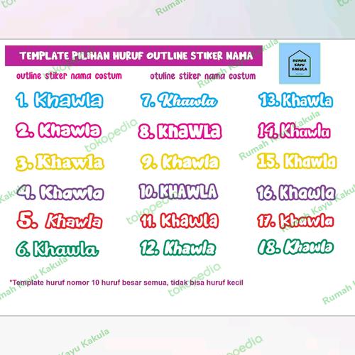 Jual Stiker Nama Cutting Outline | Stiker Nama Waterproof | sticker ...