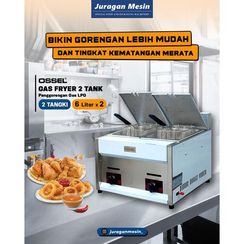 Jual Gas Fryer 2 Tangki Penggorengan Kentang Gas Deep Fryer OSSEL