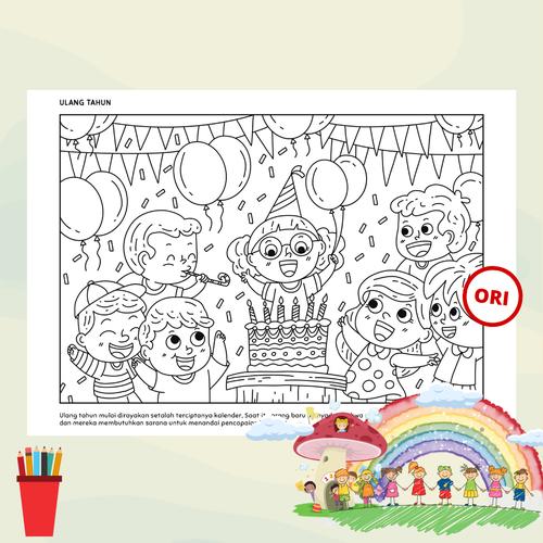 Jual Kertas Gambar Mewarnai A4 - Coloring Page - Ultah - Kab. Sleman ...