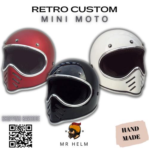 Jual HELM CUSTOM RETRO CAKIL MINI MOTO WITH LIST CHROME MR