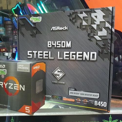 Jual amd ryzen 5600g with mainboard b450 steel legend Kota