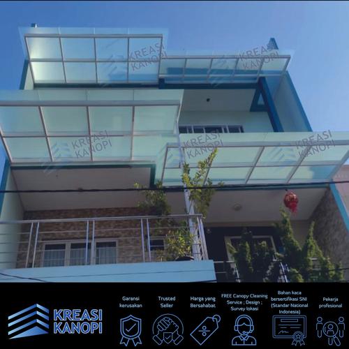 Jual Kanopi Kaca Laminated Tempered 6+6, Rangka WF150 Kanopi Tempered