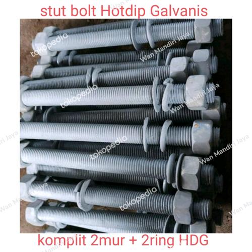Jual stut bolt / anchor bolt HDG m20 x 50cm hotdip galvanised Jakarta