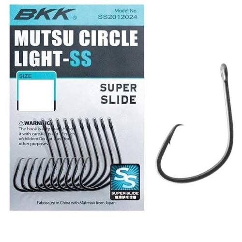 BKK Mutsu Circle Light Fishing Hooks - Size 5/0, Light Wire, 25 Pack For Live Bait