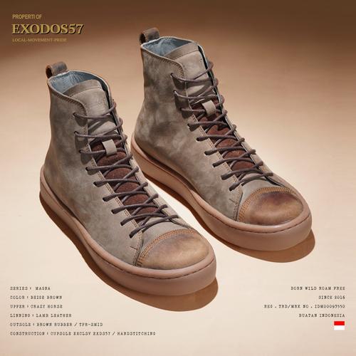 Jual Sepatu Sneakers Kulit Pria Exodos57 Magna Beige Brown 40 Kota