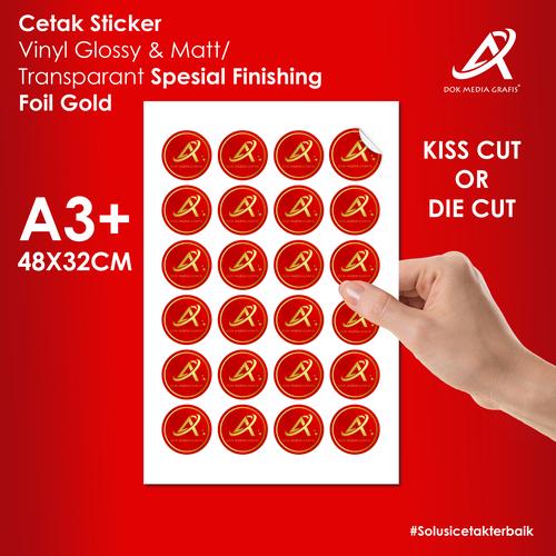 Jual Cetak Stiker Label Vinyl / Transparan A3+ CUT Foil Gold/ Foil ...