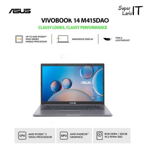 Gambar Asus VivoBook M415DAO-FHD351 Ryzen 3 3250U 8GB 512GB 14" FHD W11 OHS - Slate Grey dari Super Laris IT Kota Makassar Tokopedia