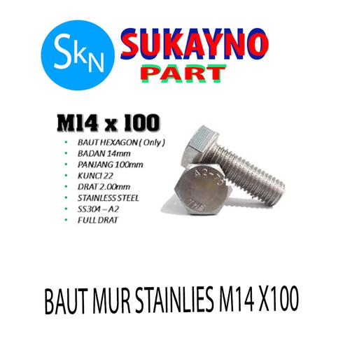 Jual BAUT mur M14X100 Stainless 304,HEX BOLT STAINLESS - Kab. Tangerang ...