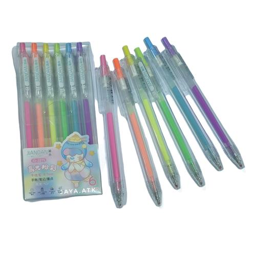 Jual PULPEN GEL CETREK WARNA SET 6 NEON FLUORESCENT LUCU - Kota Bandung