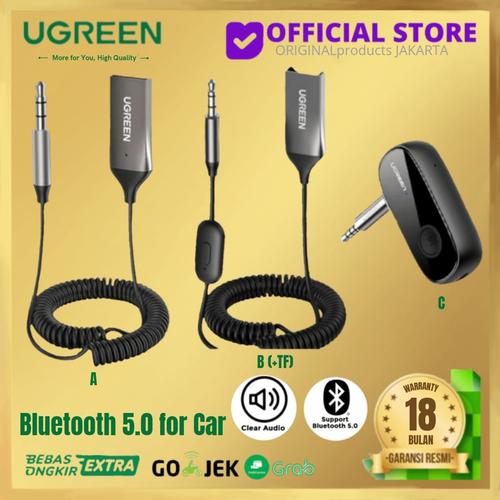 Jual Ugreen bluetooth receiver v5. 0 audio with mic jack 3.5mm speaker car A70601 Jakarta
