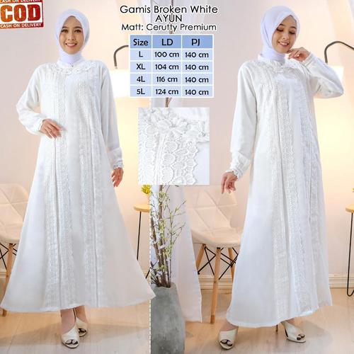 Jual Baju Gamis Wanita Putih Bahan Ceruty Jatuh Kombi Renda Elegan Mewah 5l Jakarta Barat Toko Syam Berkah Tokopedia