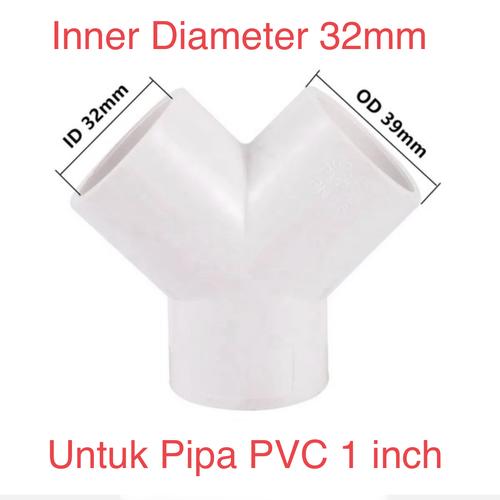 Jual White Fitting 3 Way arah Cabang Y ID 32mm for Pipa PVC 1 Inch Pipe