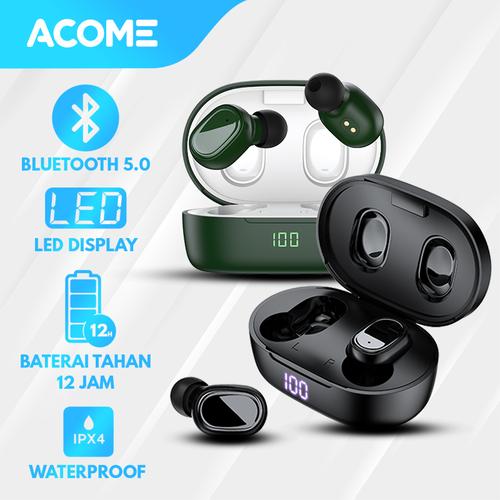 Gambar Acome Headset Bluetooth 5.0 TWS LED Airdots T1 Garansi Resmi 1 Tahun - T1 Black dari Acome Indonesia Jakarta Utara Tokopedia