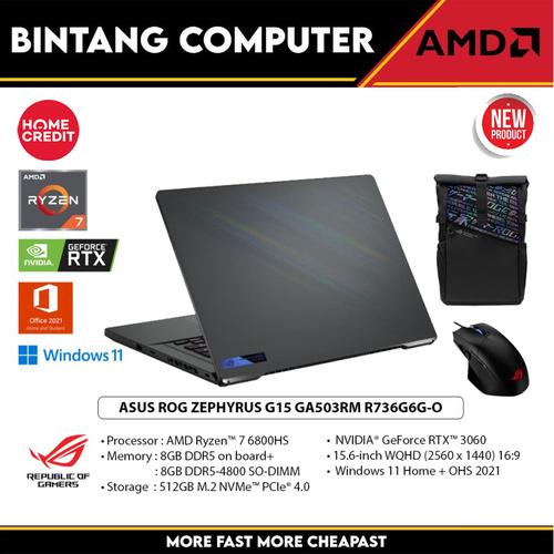 Jual ASUS ROG ZEPHYRUS G15 GA503RM R736G6G O R-7 6800HS 16GB 512GB