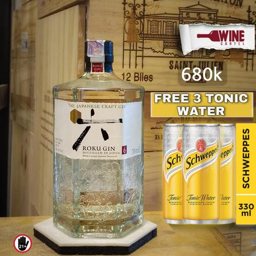 Promo GIN Roku Gin Japanese Gin 700 ML + 3 Cans Schweppes Tonic Water Cicil 0 3x Jakarta