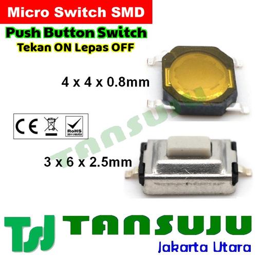Jual SMD Micro Tactile Momentary Push Button Switch Saklar Mini Tekan On - 4x4x0.8 -GN24 (50pcs