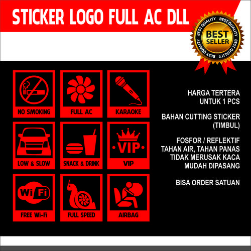 Jual Sticker MERAH kaca mobil l300 HIACE logo fullAC,full music,wifi ...