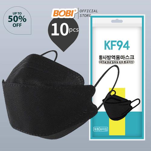Promo MASKER KF94 ISI 10 PCS MASK EARLOOP KF94 4ply KF_Hitam