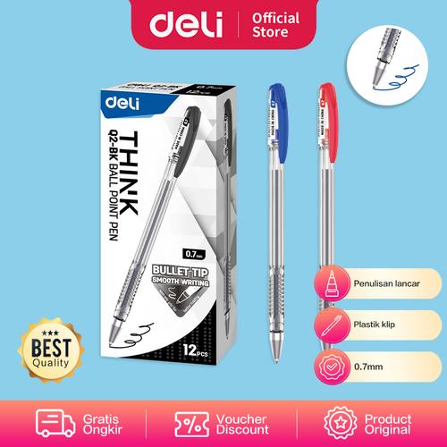 Jual Deli Ballpoint Pen / Pulpen Bolpoin Tip 0.7mm Lancar dan Halus EQ2 ...