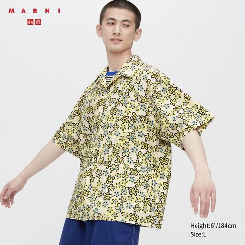 oversized open collar printed short sleeve shirt marni