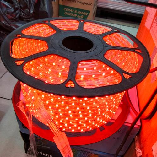 Jual LED strep light cahaya merah +konektor adaptor 100mtr outdoor ...